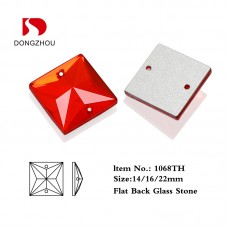 DZ 1068 with 2 hole Square Flat Back Glass Rhinestones